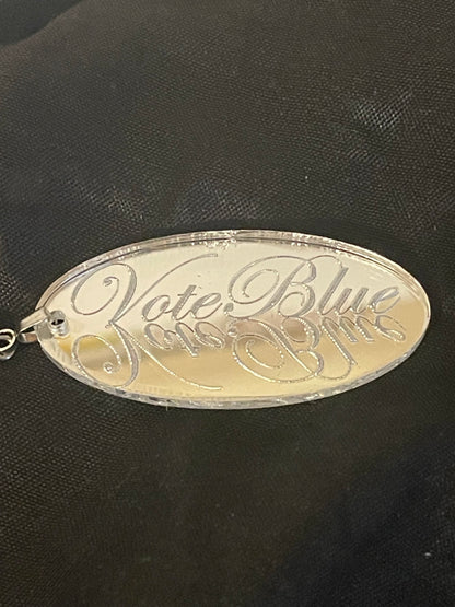 Vote  Blue Mirror Acrylic Earrings