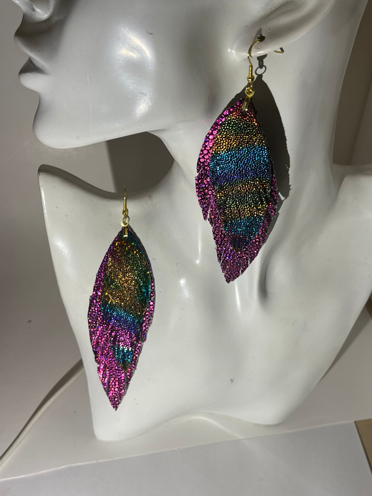 Stingray Leather Feather Earrings-Price $25.00