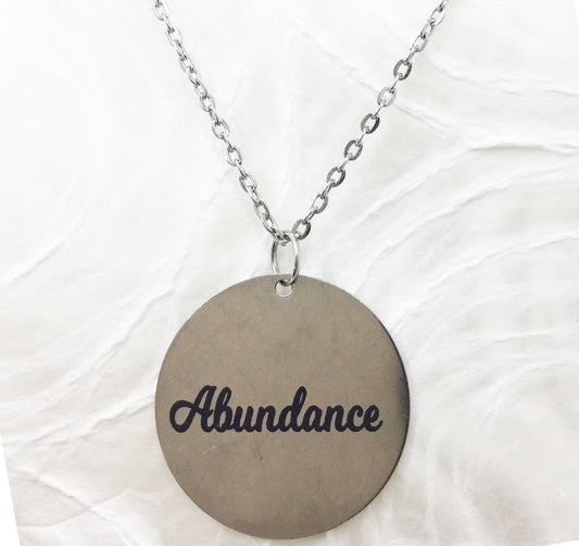 Power of Words: Customizable Round Engraved Silvertone Stainless Steel Necklace